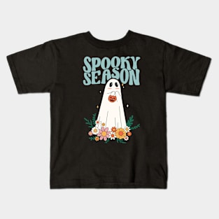 Floral Ghost Loves Spooky Season Kids T-Shirt